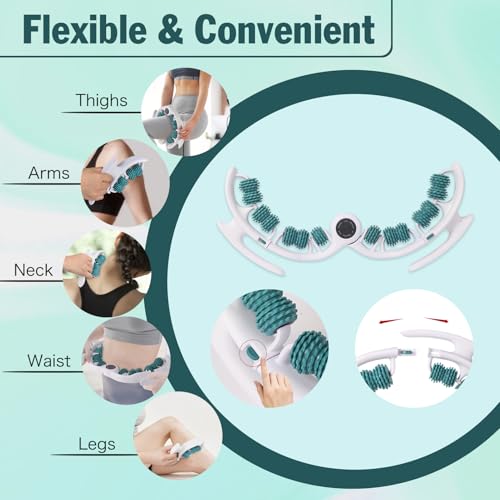 Cellulite Massage Tool Lymphatic Drainage Massager for Thighs & Legs & Buttocks, Anti Cellulite Roller with Detachable Handles Fascia Massage Tool for Contoured & Smoother Skin, White-Green - color: Green