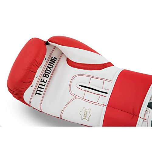 TITLE Boxing Pro Style Leather Training Gloves 3.0 - Boxing Gloves, Boxing Training Gloves, MMA Gloves, Oz Training Gloves, Kickboxing Gloves, Punching Bag Gloves, Sparring Gloves - color: Red/White, size: 16 oz