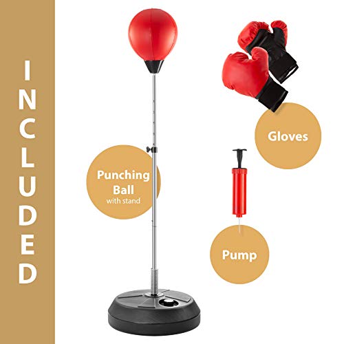 Tech Tools Punching Bag with Stand Adjustable Boxing Speed Bag Teens Adults - style: Adult
