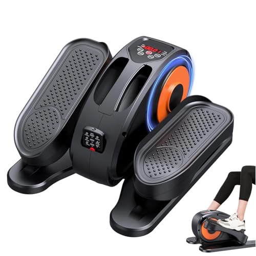 Under Desk Elliptical Machine, 2-in-1 Electric Leg Exerciser for Seniors, Quiet & Compact Pedal Exerciser with Remote, 12 Speed Elliptical Exercise Machine for Home Office - color: Black Orange