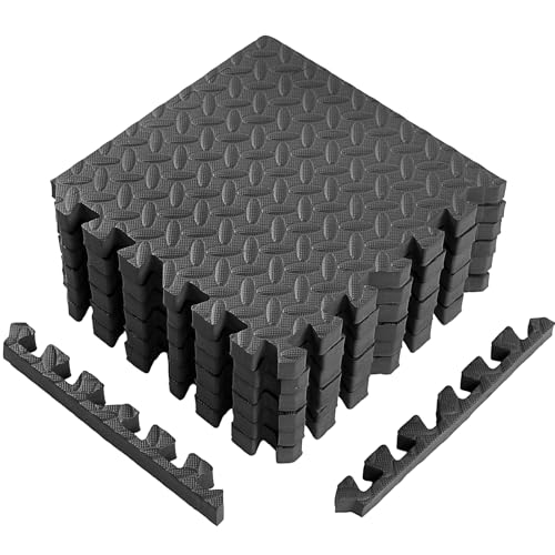 Arrowbash 12x12x1 Inch EVA Thick Interlocking Foam Floor Tiles Puzzle Exercise Mat Foam Mats for Home Gym Pets(Black,12) - color: Black, size: 12