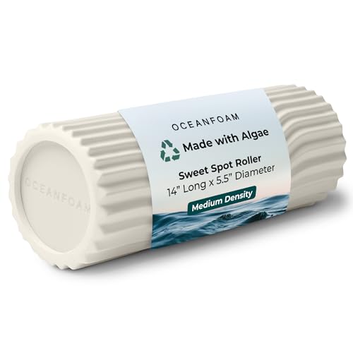 Oceanfoam Sweet Spot Medium Exercise Foam Roller 14"x5.5" – Medium Density Travel Foam Roller for Physical Therapy, Deep Tissue Massage, Yoga, Pilates, Classic Exclusive Wave Texture (Natural) - color: Natural