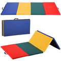 Gymnastics Mat - Tumbling & Exercise - 4 Folding - Indoor/Outdoor - Extra Thick - High Density - Yoga & Arts - color: Colorful
