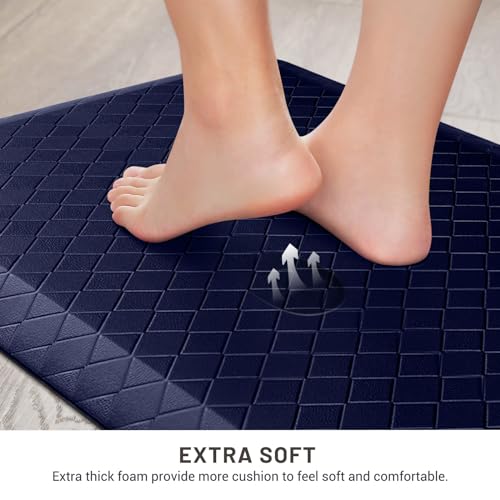 HappyTrends Kitchen Floor Mat - 4/5 Inch Thick Anti-Fatigue Kitchen Rug,Waterproof Non-Slip Kitchen Mats and Rugs Heavy Duty Ergonomic Comfort Rug for Kitchen,Office,Sink,Laundry,(22"x54", Blue) - color: Blue, size: 54"L x 22"W x 0.8"Th