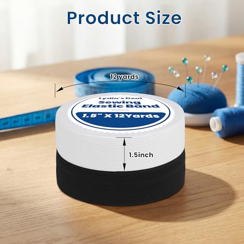 Elastic Band for Sewing 1.5 Inch x 12 Yards, Soft Knit Elastic Band with High Elasticity for Waistbands, Pants, Sewing, Crafts & DIY, Black - color: Black, size: 1.5 Inch * 12 Yards