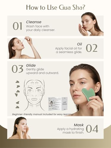 Green Stone Gua Sha Facial Tools, Guasha Tool for Face Acupuncture Therapy Trigger Point Treatment, Gua Sha Scraping Massage Tool - color: Light-green