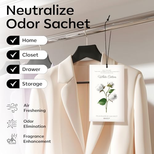 MYARO 12 Packs Scent Sachets for Closet Clothes Storage - White Cotton Fragrance Long Lasting Home Air Freshener Odor Deodorizer - color: White Cotton