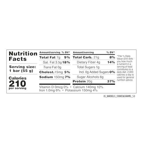 Barebells Protein Bars Cookies and Caramel - 12 Count, 20g High Protein Treats - Chocolate Nutrition Bar with 1g Total Sugars - On-The-Go Breakfast or Post-Workout Snack - size: 12 Count (Pack of 1)