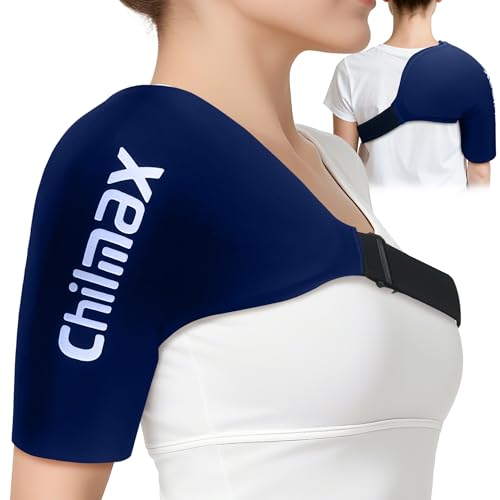 Shoulder Ice Pack Rotator Cuff & Arm Cold Therapy Wrap, Reusable Hot and Cold Gel Brace Sleeve for Shoulder Injuries, Surgery Recovery, Pain Relief for Men & Women (Large Blue) - color: Large Blue