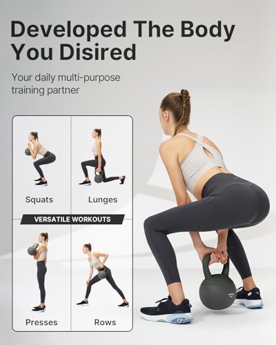YOTTOY Soft Kettlebell, Set for Strength Training Kettlebells & Home Workouts, Soft-Sided Cushioned Base, Wide-Handle - Ideal for Men, Women, & Beginners - color: 25LB-Green
