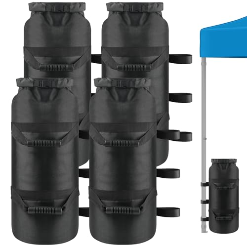 300LBS Canopy Weight Sand Bags Set of 4, No Sand, Black | 1680D Heavy Duty SandBags for Canopy Tent Legs, Pop up Tent Gazebos Weights for Outdoor Patio Umbrellas, Pergolas, Sunshades - size: 300 LBS
