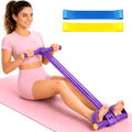 Pedal Resistance Band with Handle & Foot Pedal Resistance Band, 6-Tube Detachable Adjustable Thai Natural Rubber Band for Abs, Arms, Waist & Legs, Home Workout Equipment - color: purple