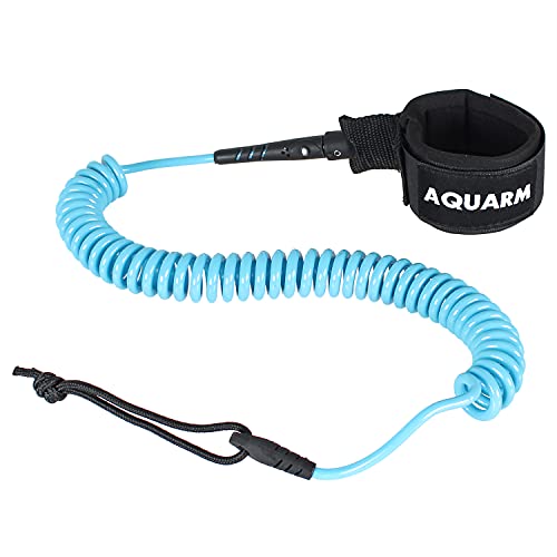 Premium Coiled Surfboard Leash, 11 feet SUP Leash Leg Rope, Stand Up Paddle Board Leash for All Types of Surfboards - color: Blue