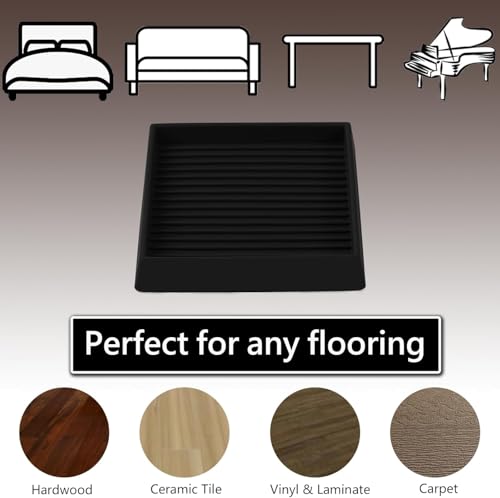 Jayen Non Slip Furniture Caster Cups Coasters Pads for Hardwood Floors, 3x3 | prevent furniture from Sliding, rubber, heavy duty, floor protection, keep furniture in place - size: 12 Pcs Black