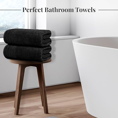 Tens Towels Pack of 8 Towels Set, 2 Extra Large Bath, 2 Hand, 4 Washcloths, 100% Cotton, Lighter Weight, Quicker to Dry, Super Absorbent, Perfect for Bathroom, Black - color: Black