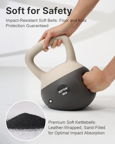 YOTTOY Soft Kettlebell, Set for Strength Training Kettlebells & Home Workouts, Soft-Sided Cushioned Base, Wide-Handle - Ideal for Men, Women, & Beginners - color: 10LB-White
