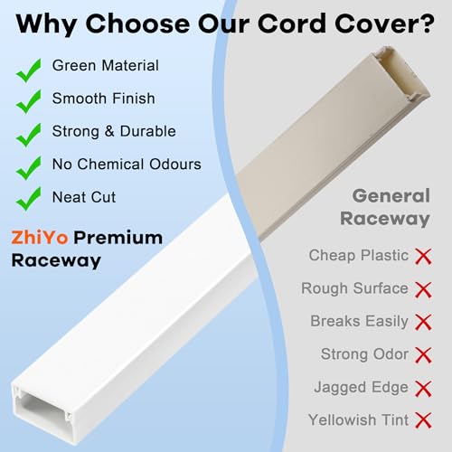 126in Cord Hider Kit, ZhiYo Cord Cover for Wall Mounted TV, Paintable Wire Cover for Cords, TV Cable Hider Wall Kit, Cable Cover Wire Management, White Cords Concealer, 8 x L15.7in W0.95in H0.55in - color: White, size: W0.95in X H0.55in X L126in