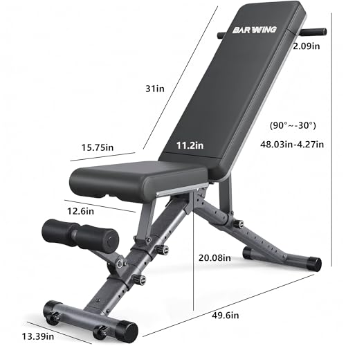 BARWING Adjustable Weight Bench Workout Bench, 1000/1300 LBS Heavy Duty Incline Decline Bench for Home Gym, Easy Assembly Foldable Training Lifting Bench - color: Black