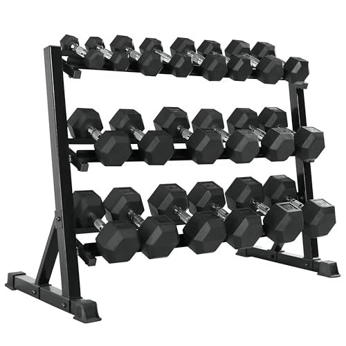 Rubber Hex Dumbbells with Rack 350/450/550 LBS - Free Weights Dumbbell Set Home Gym Equipment Exercise & Fitness Dumbbells for Strength Training - style: 550LB