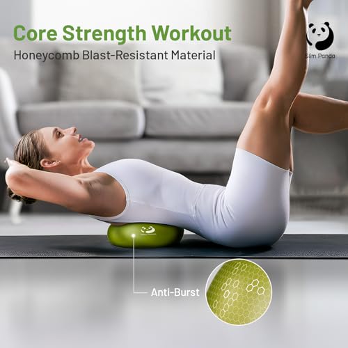 Slim Panda 9 Inch Pilates Ball - Anti-Burst Mini Yoga Ball with Needle Valve Pump - Small Exercise Core Ball for Barre, Stability & Physical Therapy - color: Olive Green