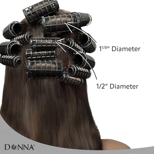 DONNA Snap on Foam Rollers Hair Curlers with Hair Clips for Hairdressing Styling - Heatless 1/2(D) SMALL BLACK 14PCS - color: BLACK - 1/2"(D) SMALL