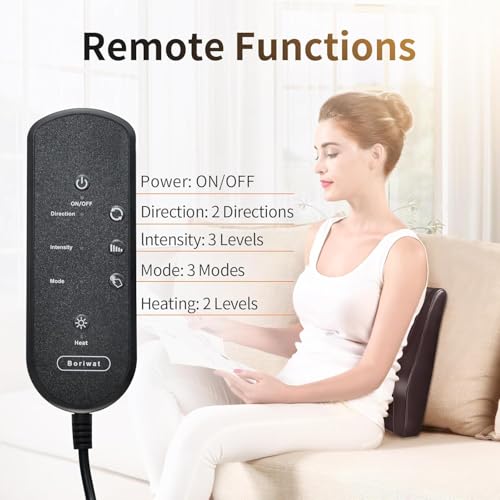 Boriwat Back Massager with Heat, 3D Kneading Massage Pillow for Back, Neck, Shoulder, Leg Pain Relief Deep Tissue, Gifts for Women Men Mom Dad(Brown) - style: Brown