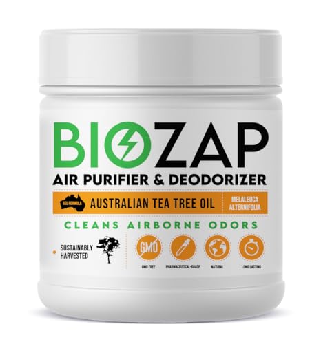 BioZap Air Purifier & Deodorizer (16-oz Jar) - Australian Tea Tree Oil Gel. Naturally Eliminates Odors in Basements, Crawlspaces, Gyms, Cars, Closets and More.