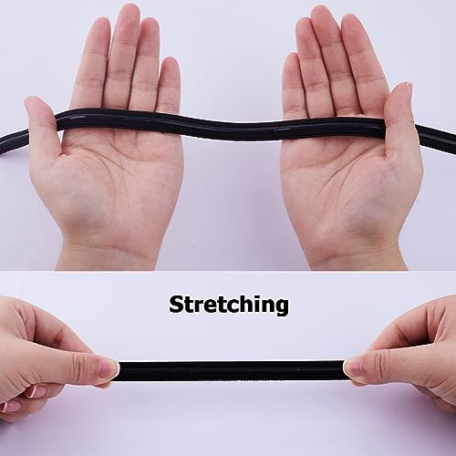 GORGECRAFT 10 Yards 10mm Wide Non-Slip Elastic Ribbon Silicone Elastic Gripper Band Stretch Rubbers Elastic Belt for DIY Garment Sewing Crafts Sports Shorts Accessories, Black