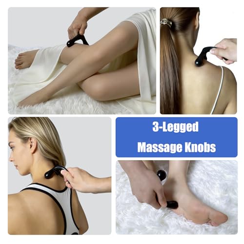 Manual Trigger Point Massage Tool & Thumb Saver, Include Thumb Shaped Massager & 3-Legged Massage Knobs, Handheld Self-Massage Tool for Full Body Deep Tissue, Muscle Pain, Knots & Stress Relief