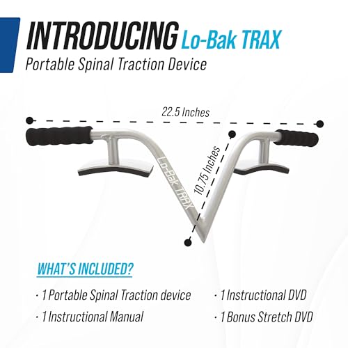Lo-Bak TRAX by EZ-Bak Lumbar Spine Stretcher - Upper and Lower Back Stretcher for Herniated Disc & Sciatica Scoliosis - Portable Lumbar Traction Device for Spinal Decompression and Back Pain - color: Platinum