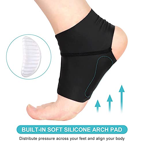 Plantar Fasciitis Arch Socks with Gel Pads, Arch Ankle Support Sleeves for Flat Feet, Compression Ankle Arch Brace Wrap for Men and Women, Heel Spurs, Flat Foot, High/Low Arch Relief, 1 Pair