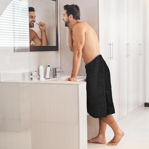 Commercial Bulk Pack of 12 Bath Towels – 100% Cotton Terry 24" x 48" – Ideal for Hotels, Salons, Gyms, Spas & Institutional Use – Black - color: Black, size: 24"x48" - PK 12
