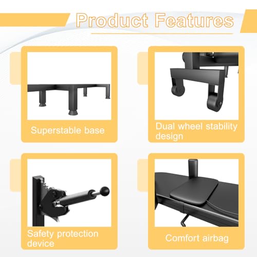 Home Lumbar Traction Table, Portable Massage Cervical & Lumbar Stretcher Bed, Full Body Traction Bed for Tension Relief and Back Decompression (Black)