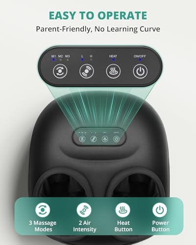 Medcursor Foot Massager Machine Heat, Shiatsu Kneading & Rolling, Massage for Plantar Fasciitis & Foot Pain Relief, Adjustable Air Pressure, Fits Up to13, Gift for Women & Men