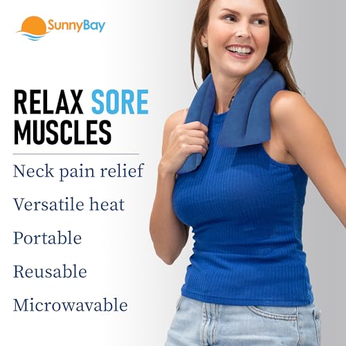 SunnyBay Microwave Heating Pad for Neck and Shoulders, Versatile Neck Heating Pad, 2.8 pounds 26 inches Long Microwavable Neck Wrap Warmer Pack, Hot Therapy to Relax Sore Muscles (Sky Blue) - color: Unscented - Sky Blue