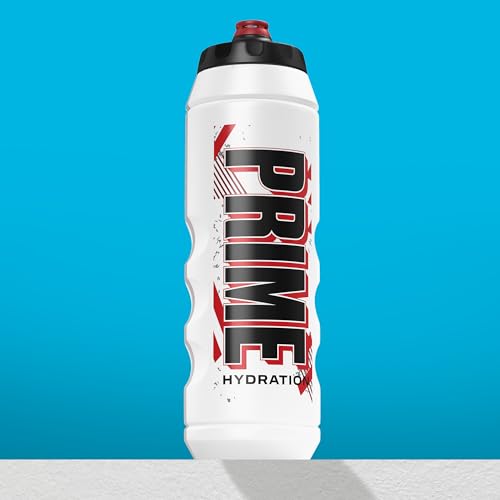 PRIME 32 oz Red & Black Graphic Squeeze Sports Water Bottle, BPA Free, Dishwasher Safe, Easy-Grip Ergonomic Leakproof Design, Fast Hydration for Gym, Cycling, Running - color: Red Black