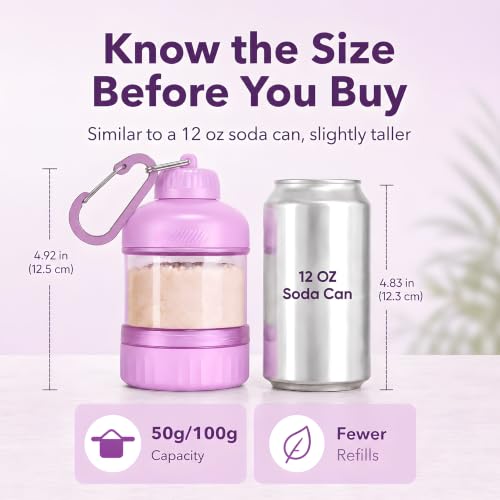 2 Pack Protein Powder Container to Go with Keychain & Keyring, Large Capacity, Clear, Leakproof, Ideal for workouts, fitness, or travel (Pink&Yellow) - color: Pink&Yellow