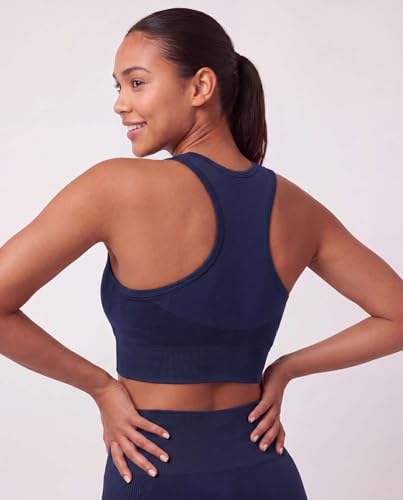 Juicy Couture 2 Piece Women's Workout Set Seamless Bra and Leggings Athletic Pilates Yoga Gym Activewear Matching Outfit - color: Solid Medieval Blue, size: Small