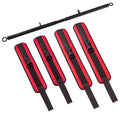 Spreader Bar Heavy Duty Stainless Steel Adjustable Bar with 4 pcs PU Cushioned Straps for Yoga, Pilates, Fitness Training, Home Gym Equipment and more. - color: Red Magic Tape