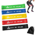 LEZER Resistance Loop Bands for Exercise Workout, Elastic Band, Stretch, Home Gym Fitness, Strength Training, Physical Therapy, Yoga, Women, Men, with Instruction and Carry Bag, Set of 5