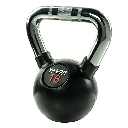 Valor Fitness Kettlebell 18 lb - Chrome Cast Iron Kettlebell Weight for Strength Training, Functional Fitness, Swings, Squats, Core Exercises & Home Gym Equipment