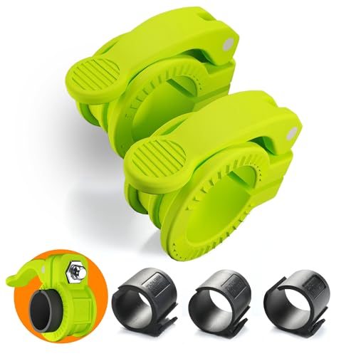 Narrow Barbell Clips 2.5cm Width for Olympic Bars, 0.9-1.18inch Adjustable Weight Clamps, Quick Release Locking Collars for Weightlifting - color: Green