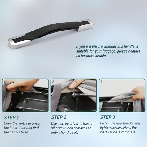 Luggage Replacement Handle, Suitcase Spare Grip, Travel Bag Repair Part | Ergonomic grip design, sturdy construction, comfortable hand feel, suitable for luggage repair and travel bag replacement - style: RB-004 Silver-White