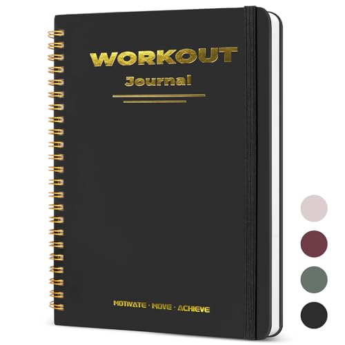 Guirnd Undated Fitness Workout Journal for Men & Women, A5(8.5" x 6.7") Fitness Journal Workout Planner, Workout Log Book Planner for Tracking, Motivating, and Achieving Your Fitness Goals - Black - color: Black