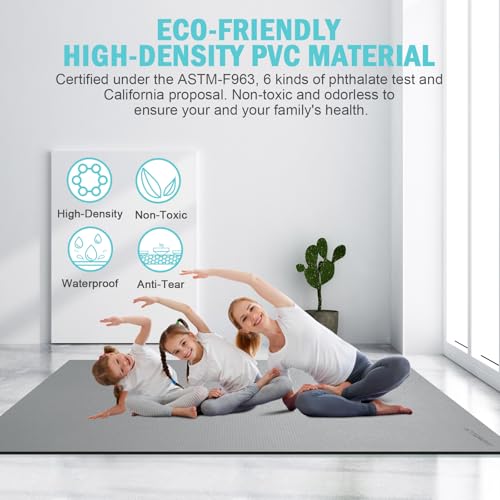 Large Exercise Mat 8'x5'|12'x6'|6'x4'|6'x2' Workout Mat for Home Gym Mats Exercise Heavy Duty Gym Flooring Fitness Mat Large Yoga Mat Cardio Mat for Weightlifting, Jump Rope, MMA, Shoe-Friendly - color: Light Gray8'x5'