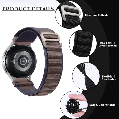 Nylon Band Compatible with Samsung Galaxy Watch 7/FE/6/5 Pro 4 3/Watch 4 6 Classic/Active/Gear S2 S3 Frontier Band, 20mm 22mm Sport Loop Strap for Galaxy Watch 47mm 43mm 45mm 40mm 44mm 42mm 46mm 41mm - color: Sport- Indigo Blue, size: 20mm