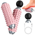 Mini Electric Massage Roller 4 Speeds Vibrating Massage Ball, 2-in-1 Portable Muscle Massager Gun & Roller for Muscle Relief, Detachable Heads, Rechargeable, For Fitness, Office, Travel (Pink) - color: Pink