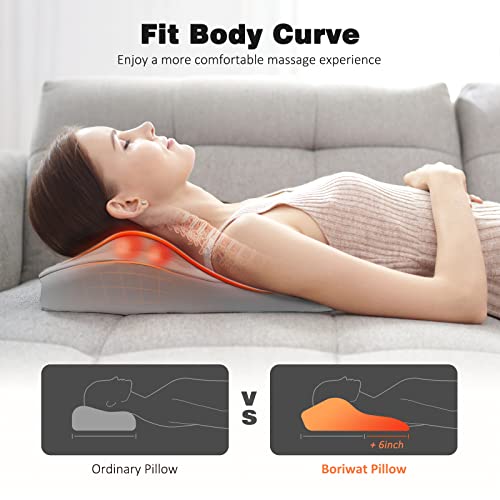 Boriwat Back Massager with Heat, 3D Kneading Massage Pillow for Back, Neck, Shoulder, Leg Pain Relief Deep Tissue, Gifts for Women Men Mom Dad(Light Gray) - style: Light Gray