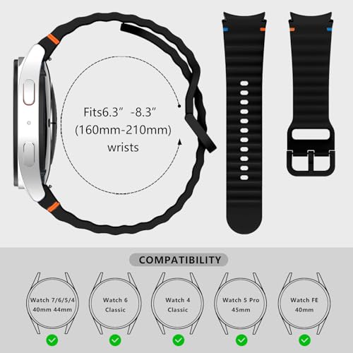 sport Band&Storage Organizer Compatible for Galaxy Watch 7 6 5 4 | No Gap Soft Silicone Strap Men Women,for Samsung Galaxy Watch 40mm 44mm/FE 40mm/Watch 6 Classic 43mm 47mm/5 Pro 45mm - color: 12 colors