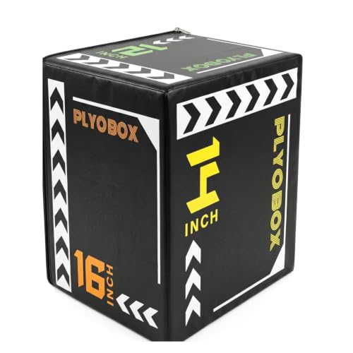 Soft Plyo Box 12/14/16 in Foam Jump Trainer for Home Gym - size: 16+Black